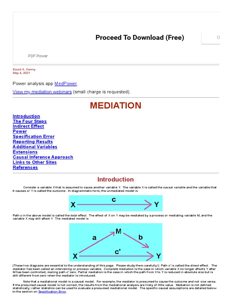 Mediation (David A. Kenny) PDF Structural Equation Modeling