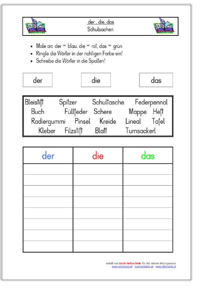 Der, Die, Das Schulsachen - PDF Kostenfreier Download | PDF