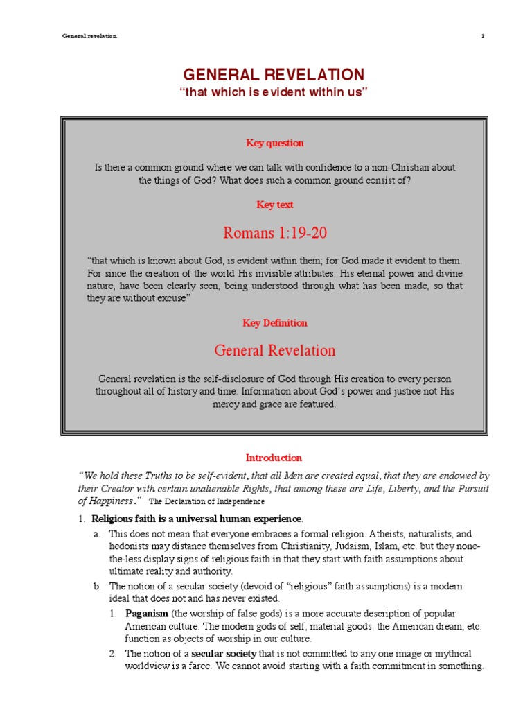 Understanding General Revelation Insights into How God Reveals Himself