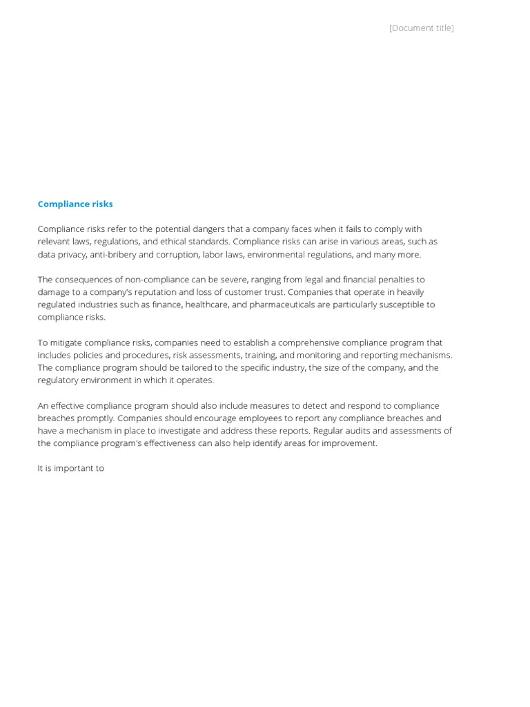 Understanding Compliance Risks and Management | PDF