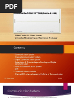 Communication Systems (Comm-01630) : Slides Credits: Dr. Uzma Nawaz University of Engineering and Technology, Peshawar