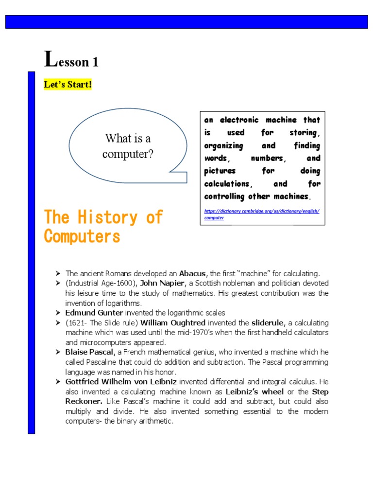 Lesson 1 Notes | PDF | Computer Program | Programming
