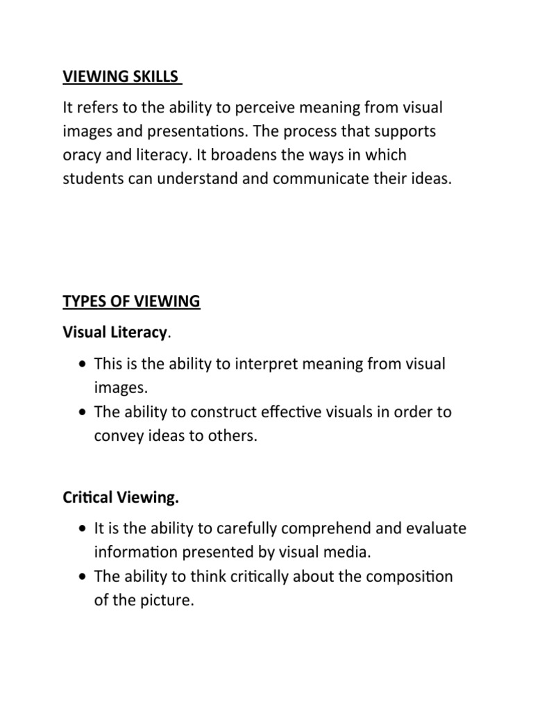 Viewing Skills | PDF