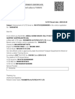 VLTD Fitment Certificate (Generated Online in VAHAN)