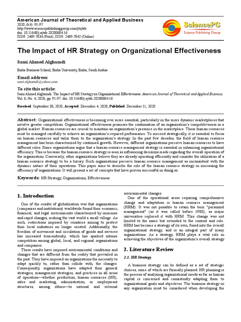 HR Strategy and Organizational Effectiveness | PDF | Human Resource ...
