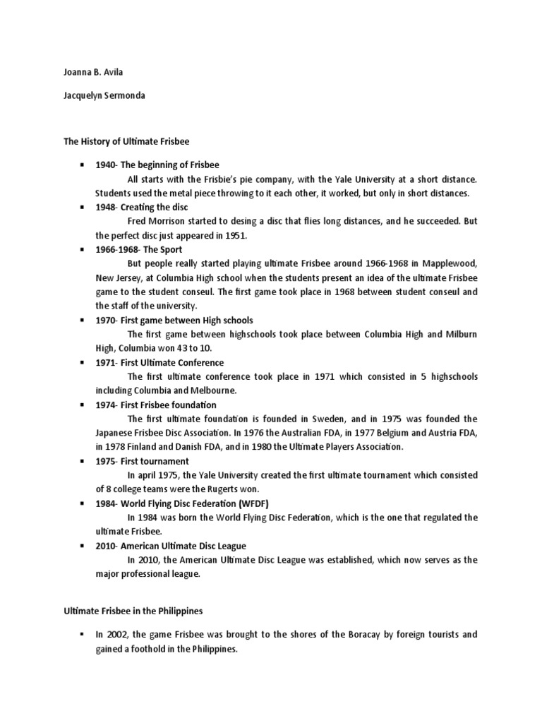 Frisbee History Download Free Pdf Sports Sports Equipment