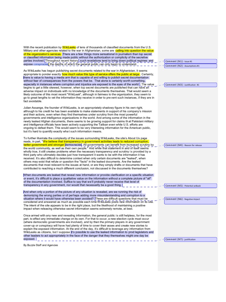 WikiLeaks Document Analysis | PDF