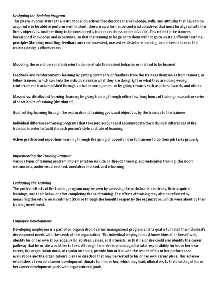 Effective Training Program Design Guide | PDF | Learning | Reinforcement