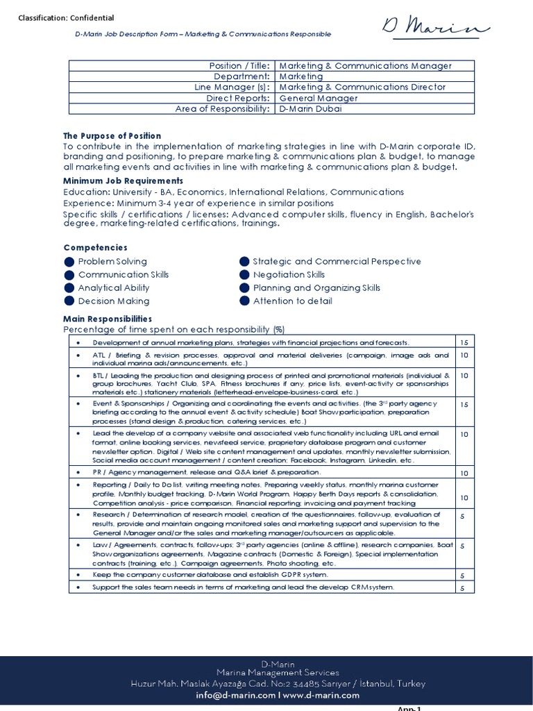 Marketing Manager Job Description | PDF | Marketing | Customer ...