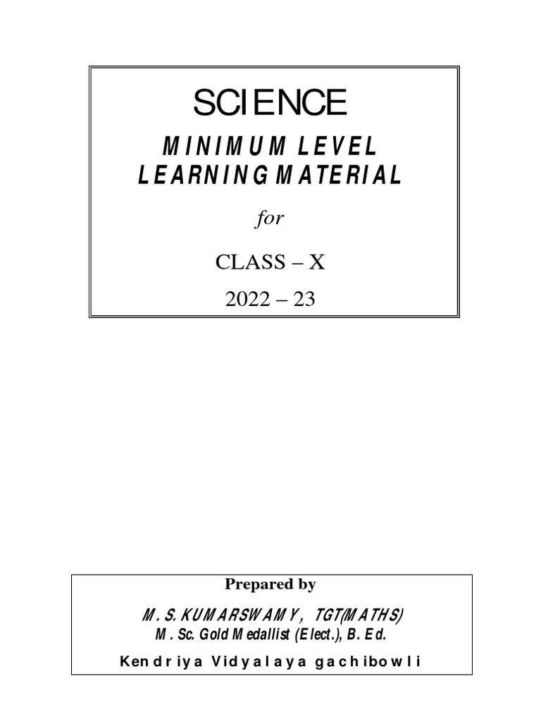 Science minimum level learning material pdf chemical reactions redox