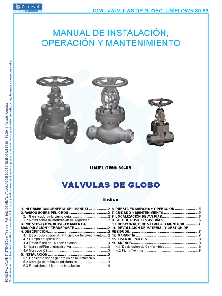 Valvulas de Globo80 89UniflowManual de InstalacionSpIom20 04 PDF Soldadura Construcción
