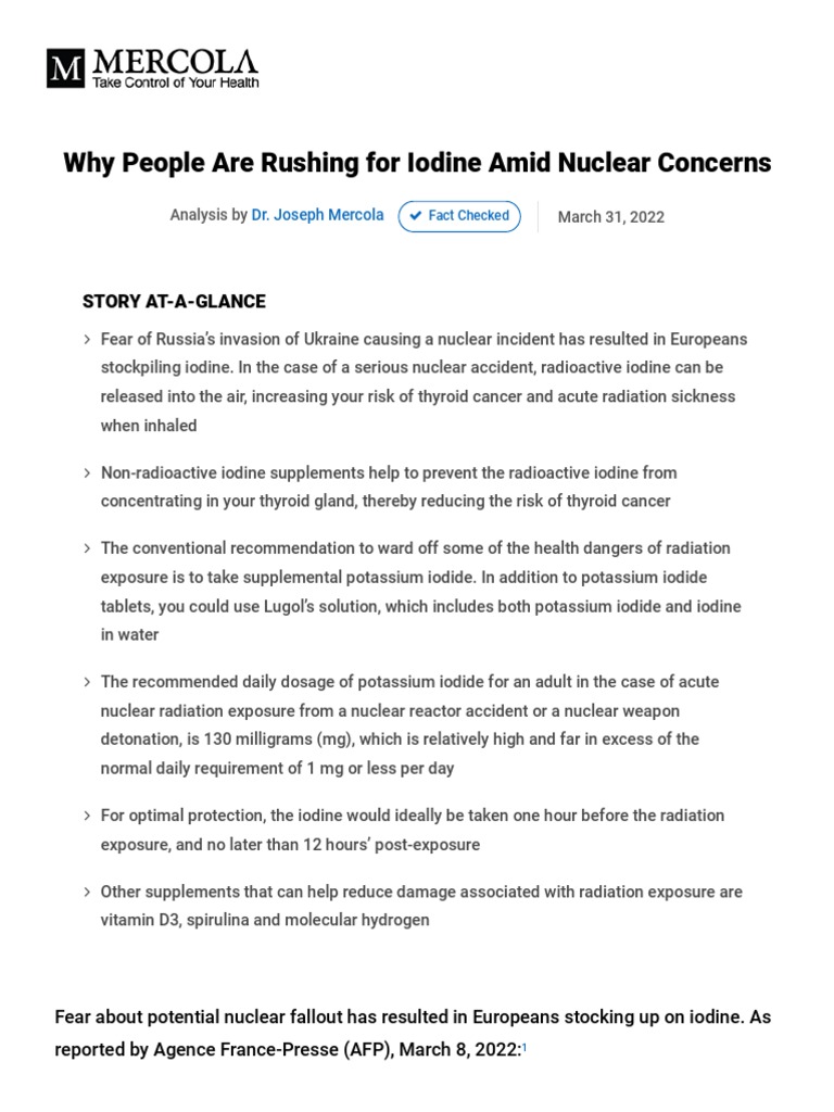 Iodine For Nuclear Fallout PDF PDF Iodine Chemistry