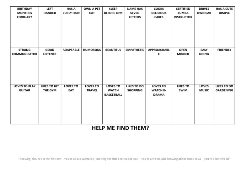 Human Bingo | PDF