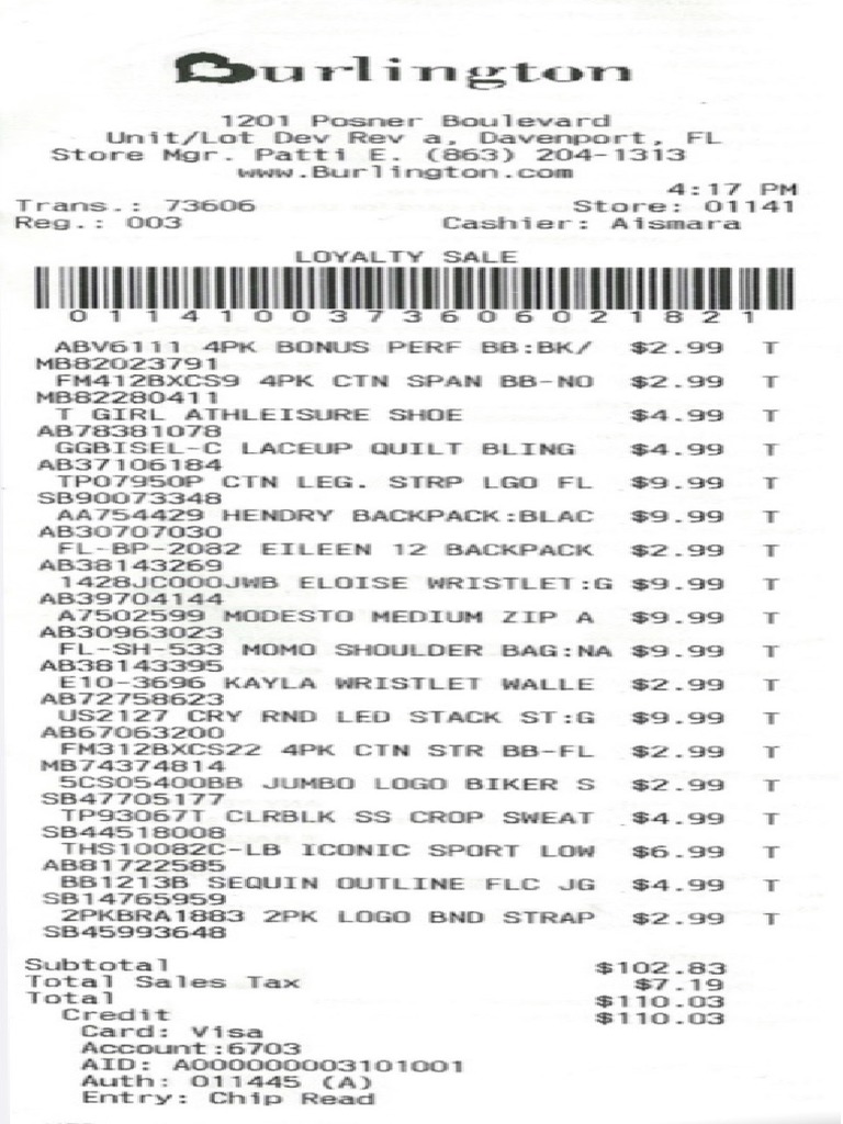 Burlington Invoice PDF