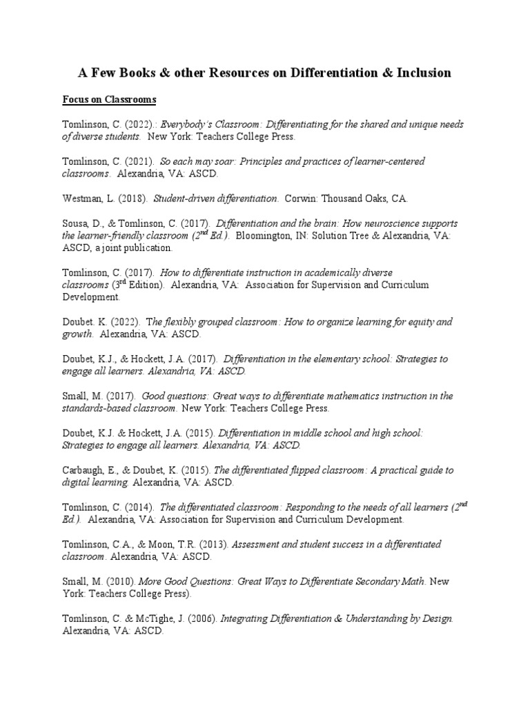 A Few Books On Differentiation (+ Formative Assessment) | PDF ...