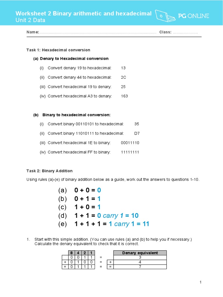 T2 Worksheet 2 | PDF | Decimal | Computer Science