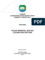 Pajak Mineral Bukan Logam Dan Batuan: Qanun Kabupaten Aceh Barat Daya Nomor 5 Tahun 2013