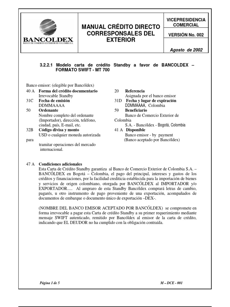 Ejemplo Cartas de Credito
