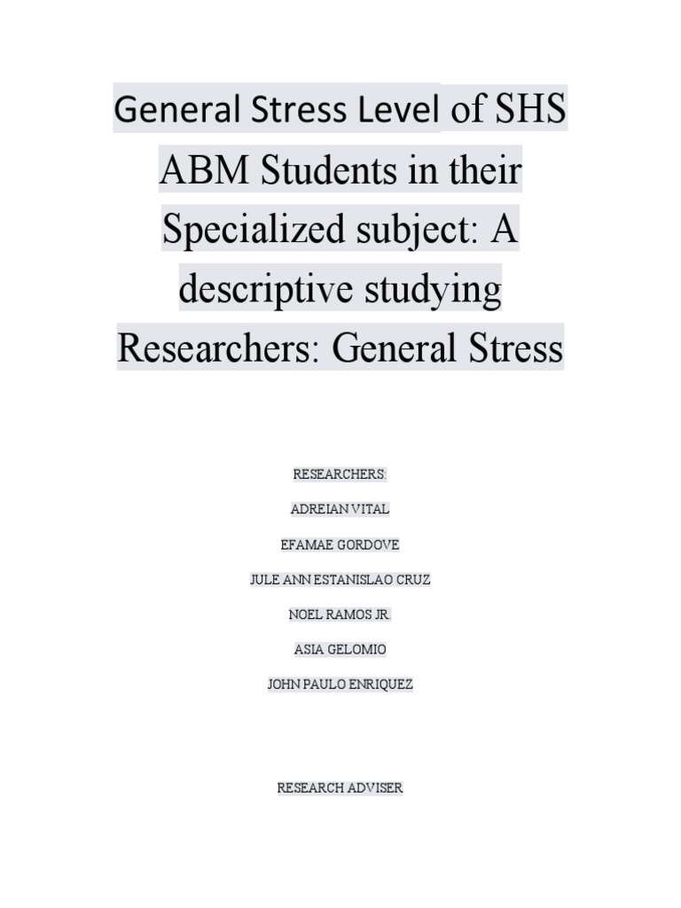 Stress Levels in ABM Students | PDF | Stress (Biology) | Cognitive Science