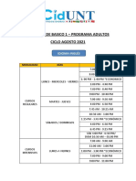 Horarios Ingles Programa Adultos Agosto 2021