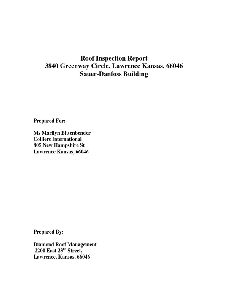 Roof Inspection Report 3840 Greenway Circle, Lawrence Kansas, 66046