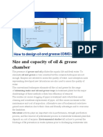 Size and Capacity of Oil & Grease Chamber