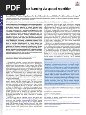 Enhancing human learning via spaced repetition