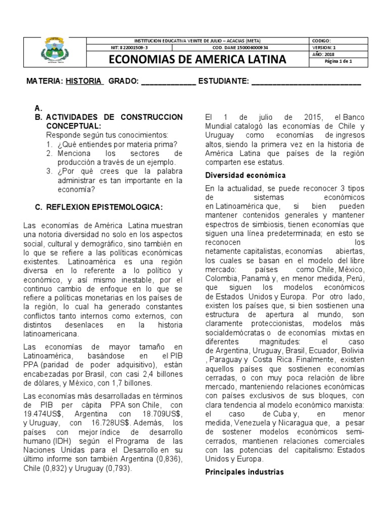 Diversidad Económica en América Latina | PDF | America latina | Economias