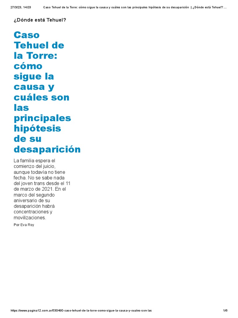 Caso Tehuel De La Torre Cómo Sigue La Causa Y Cuáles Son Las