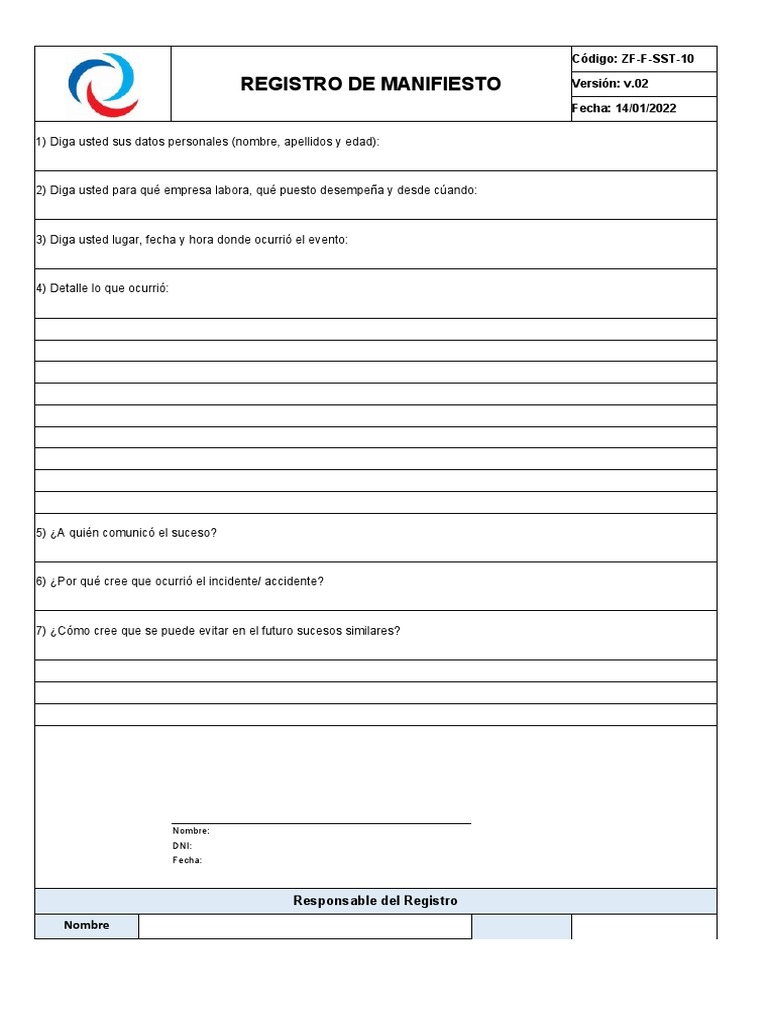 Registro de Manifiesto v.02 | PDF