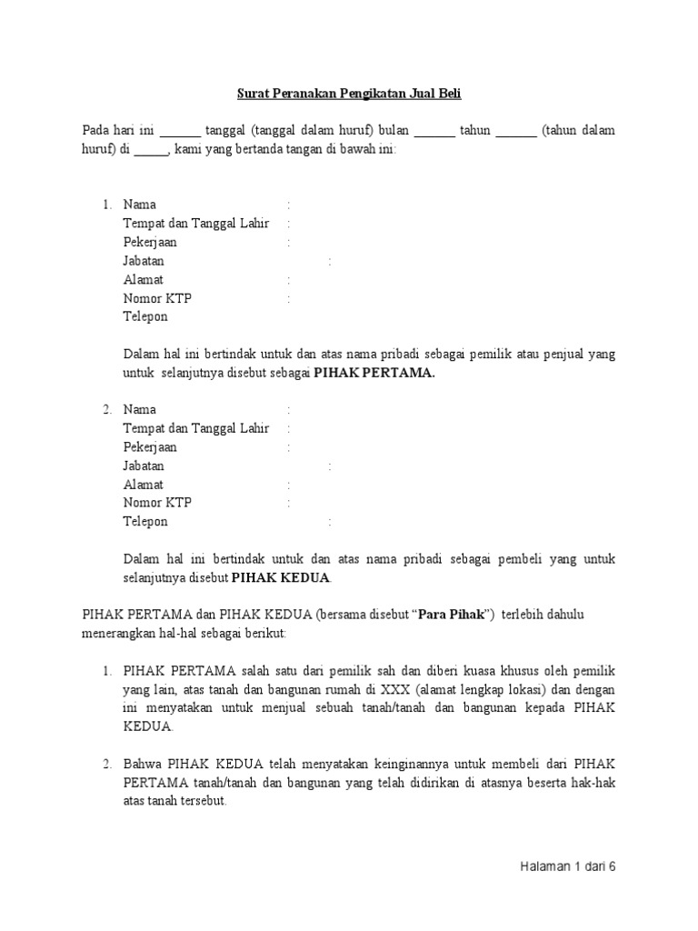 Contoh Surat PPJB Tanah dan Rumah | PDF | Hukum