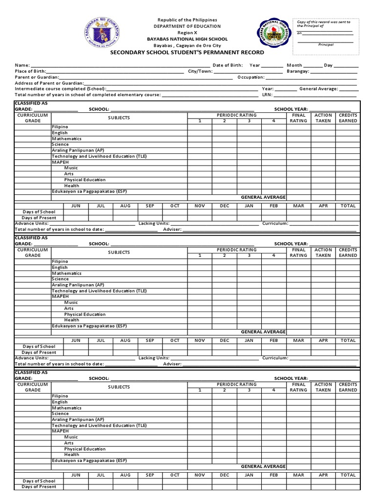What Is School Form 10