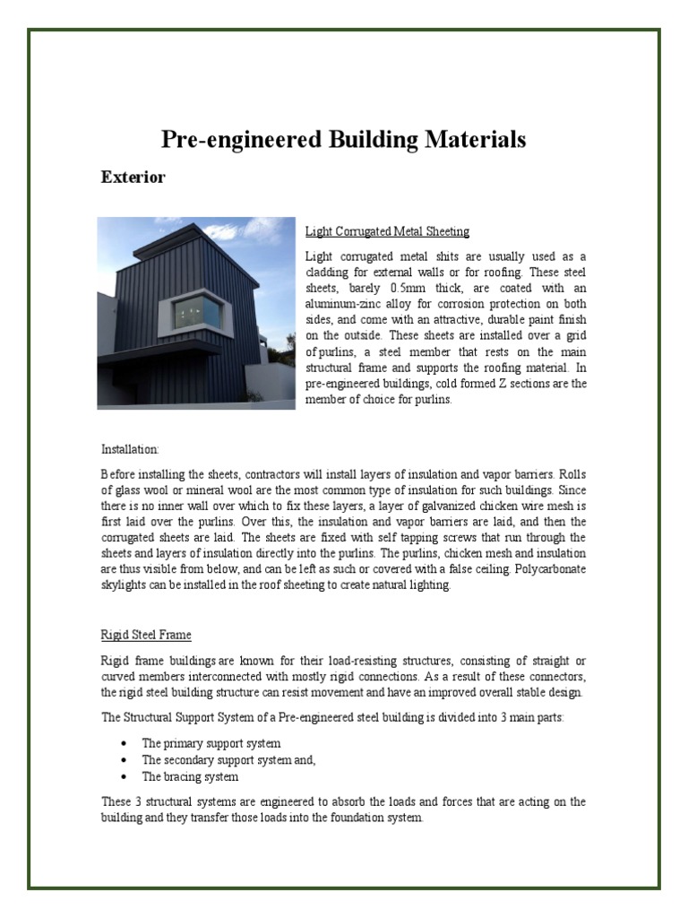 Pre-engineered Building Materials Guide | PDF | Framing (Construction ...
