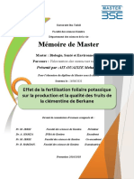 Mémoire Master - Effet de La Fertilisation Foliaire Potassique