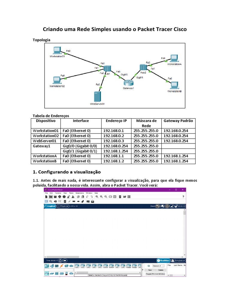 Criando Rede com Cisco Packet Tracer | PDF | Endereço de IP | Rede de ...