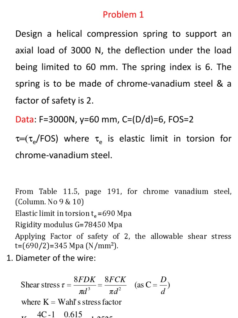 Helical Spring Design Calculations | PDF | Strength Of Materials ...