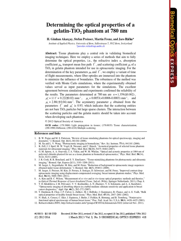 Determining The Optical Properties of Gelatine Gel PDF Scattering