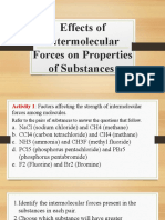 Effects of Intermolecular Forces On Properties of Substances