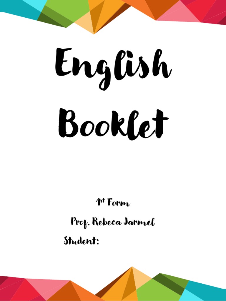 English Booklet: 1 Form Prof. Rebeca Jarmel Student | PDF