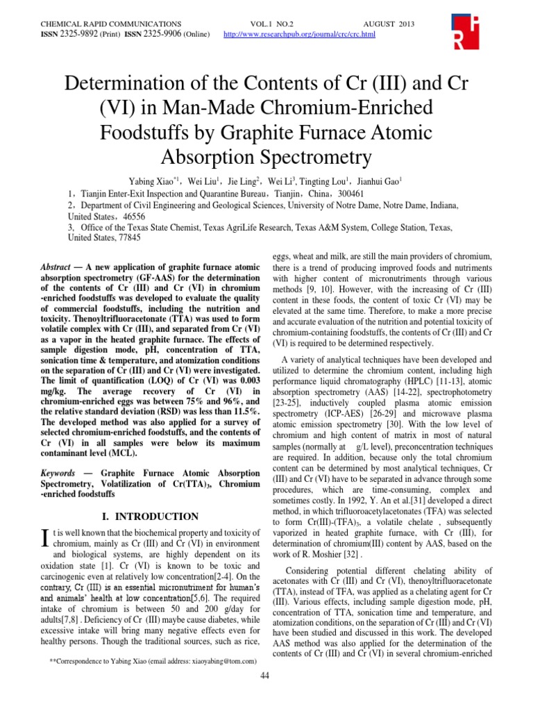 Chromium Analysis in Food via GF-AAS | PDF | Chromium | Detection Limit