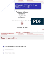 Operaciones Con Subespacios. Suma Directa. Proyección.: Profesores Del Curso