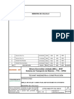 Memoria de Cálculo: Minera Escondida Limitada (MEL) - BHP Sistema de Transporte de Relaves - TTS - WP02