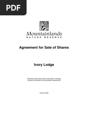 ME Agreement for Sale of Shares Ivory Lodge DRAFT