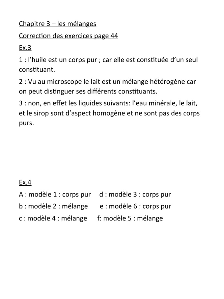 Lait : corps pur ou mélange ? | PDF | Bien-être