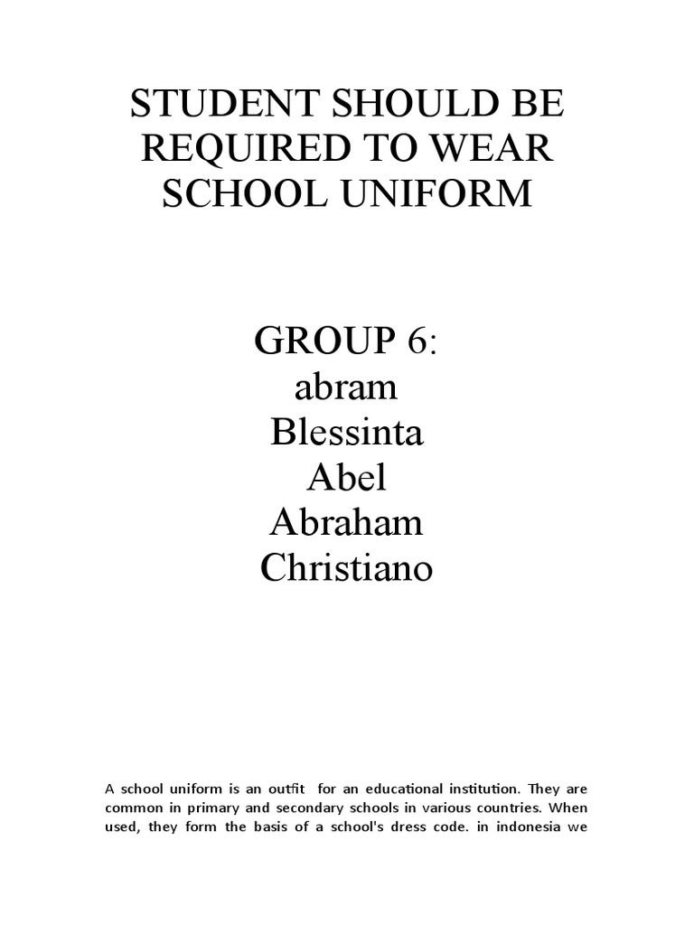 student should me required to wear school uniforms PDF Social