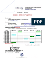 Eeg105 - Sistemas Projetivos - Horário Monitoria - 2022 - 2