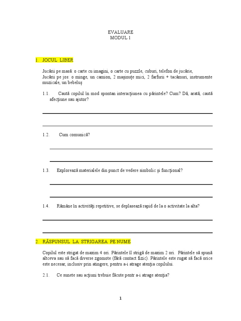 Evaluare - Modul 1 | PDF