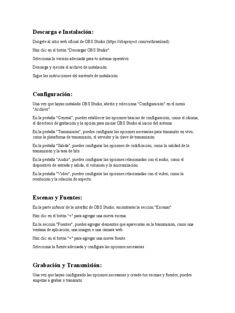 Guía Básica de OBS Studio en Español | PDF | Ingeniería de software ...