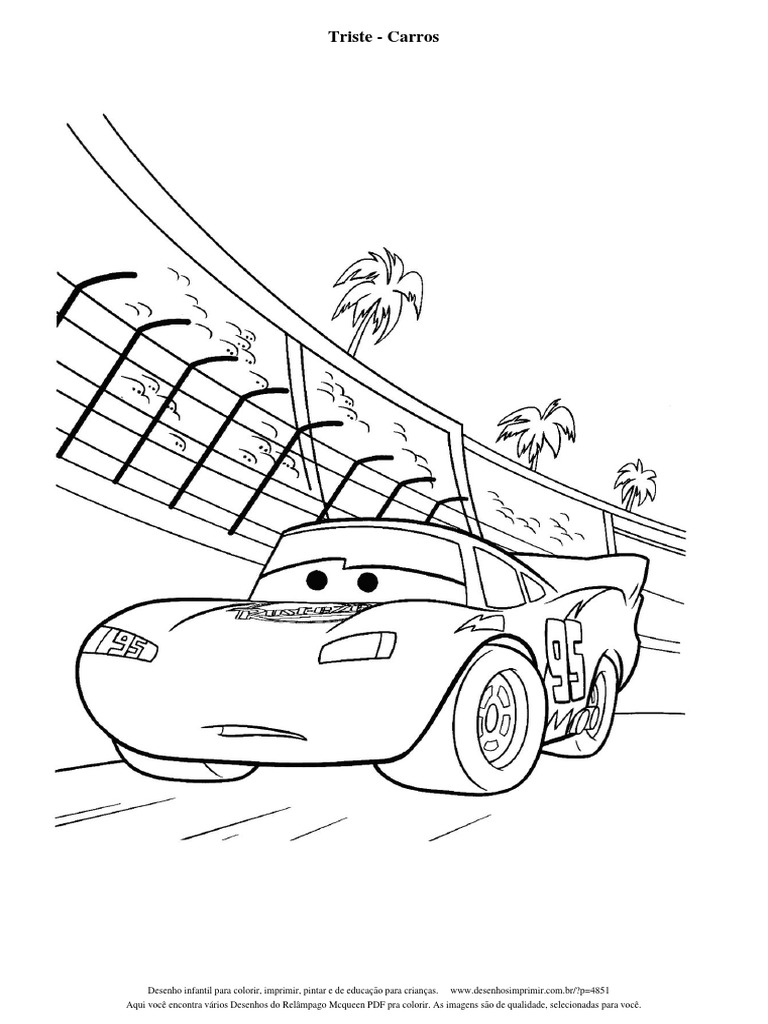 Desenhos Do Relampago Mcqueen PDF Pra Colorir Triste