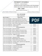 University of Madras MA/MCom/MSW exam timetable